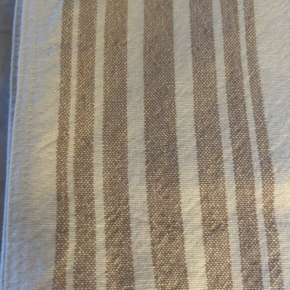Pottery Barn French Stripe Cotton/Linen Table Runner, 18 x 108 Beige Tan Cottage - Picture 7 of 9